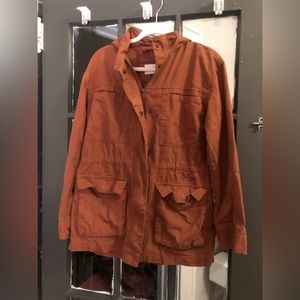 Universal thread burnt orange/brown utility light jacket, size small